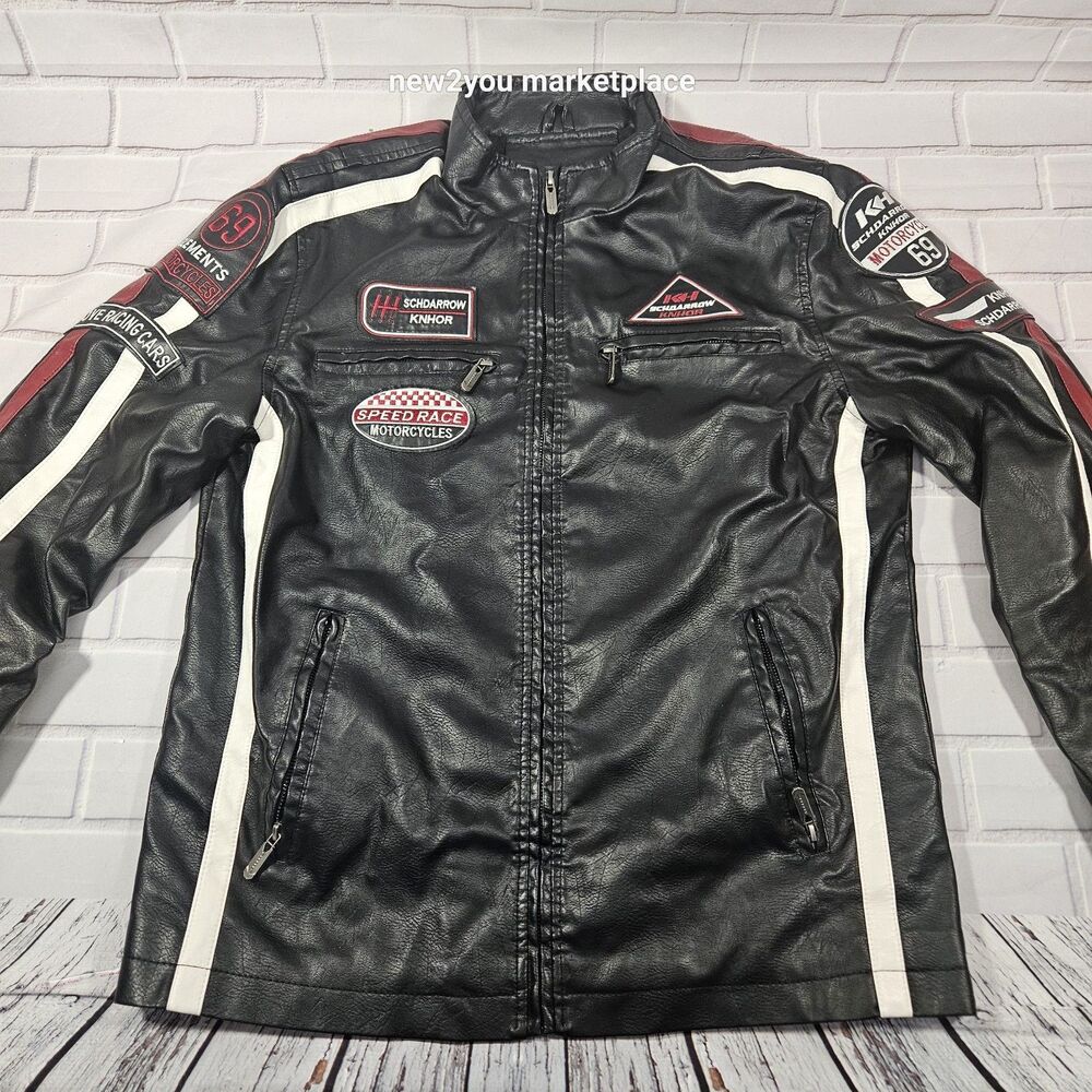 2XL Fashion Motorcycle jacket black Thin fleece lining 2x